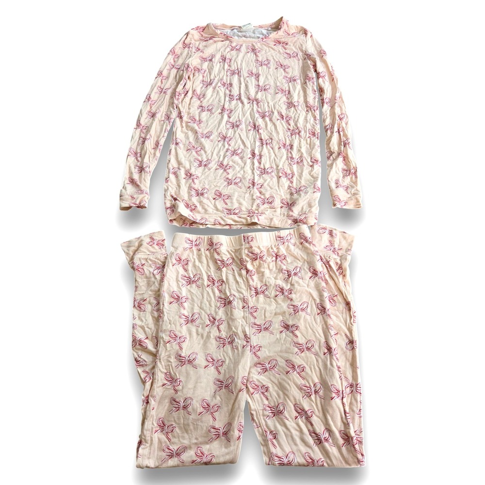 Tullabee Pink Ballerina Bows Pajamas Set Bamboo Girls 10